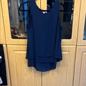 Michael Kirs Navy Blue Sleeveless Layered Blouse